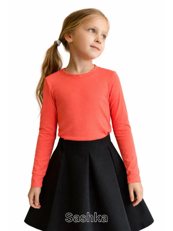 Лонгслів для дівчинки Sashka трикотажний кораловий, розмір 104-176